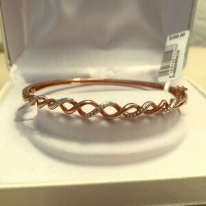 Elegant ✨Genuine Rose Gold over Sterling Silver Twist Bangle Bracelet